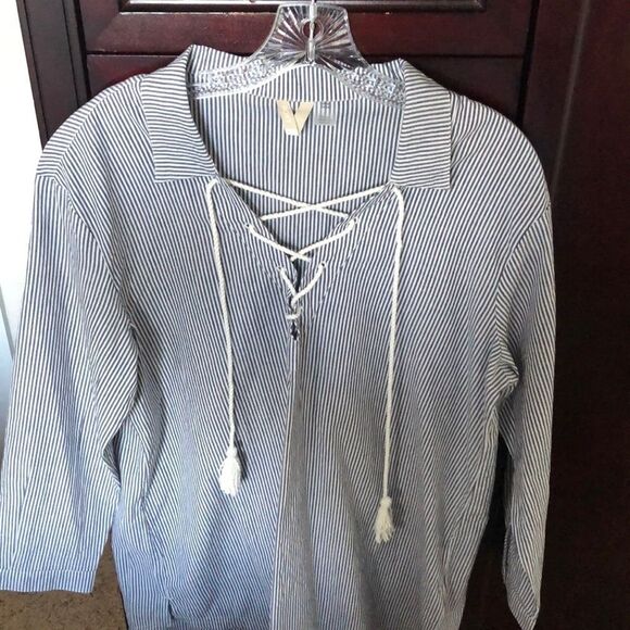 Roxy tunic blue white stripe beach dress swim coverup size Small / petite NWOT - Picture 5 of 13